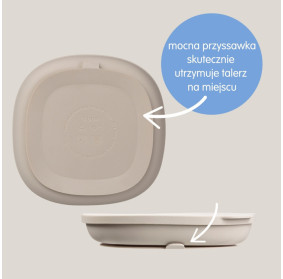 Silikonowy talerzyk trójdzielny z przyssawką i przykrywką latte b.box