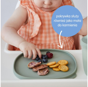 Silikonowy talerzyk trójdzielny z przyssawką i przykrywką latte b.box