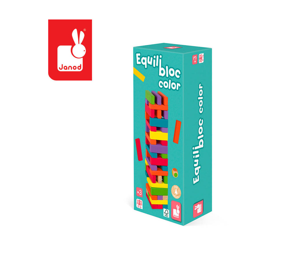 Gra zręcznościowa Wieża z klocków Equilibloc color, Janod