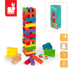 Gra zręcznościowa Wieża z klocków Equilibloc color, Janod