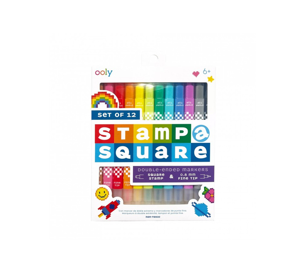 Cienkopisy z Pieczątkami Pixel Art, Stamp-A-Square Oolyy