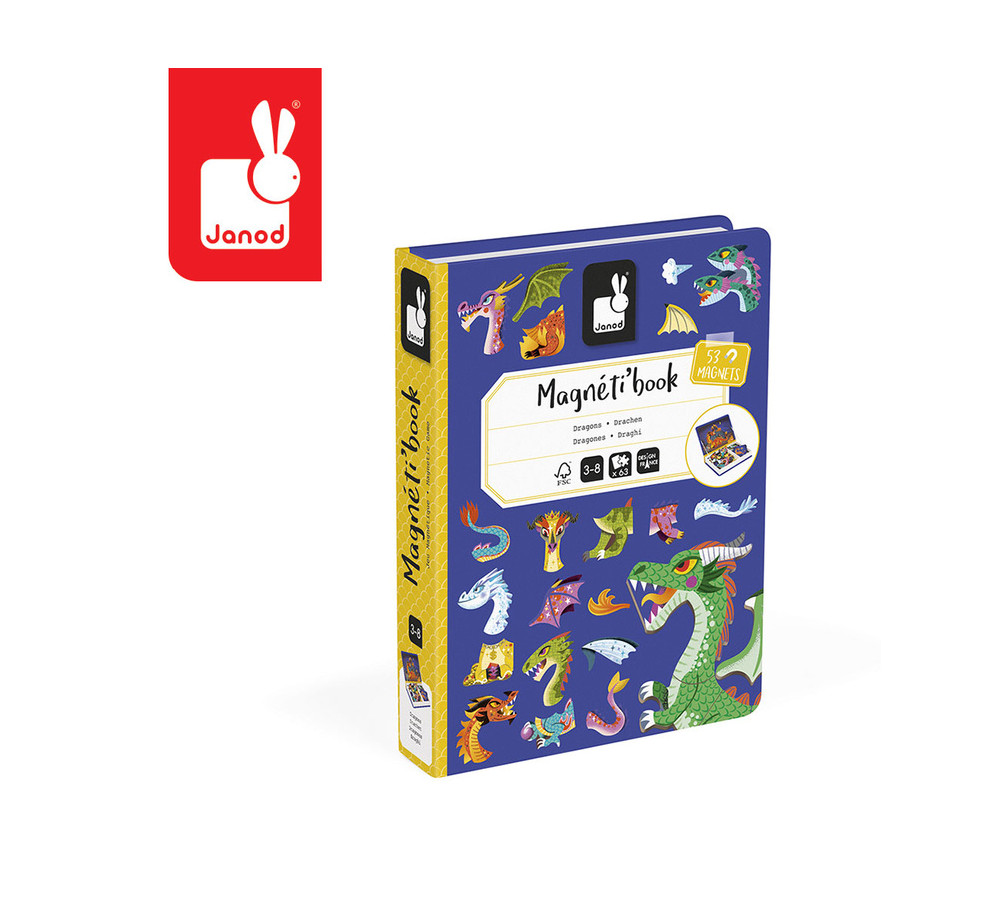 Janod Magnetyczna układanka Smoki Magnetibook 3-8 lat