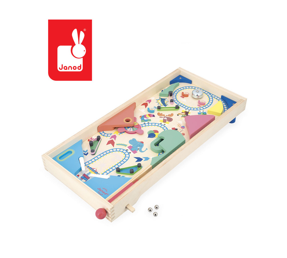 Janod Gra zręcznościowa drewniana Pinball Applepop 5+