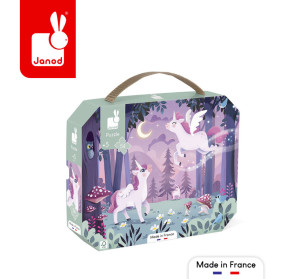 Janod Puzzle w walizce Jednorożce 54 elementy 5+ Made in France