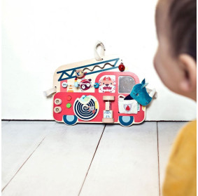 LILLIPUTIENS Drewniana tablica manipulacyjna Wóz strażacki Nosorożec Marius 9 m+