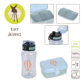 Lassig Zestaw na lunch Lunchbox + Tritanowa butelka - bidon 460 ml Tiny Drivers Balon