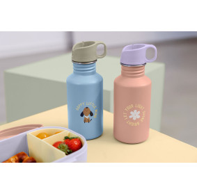 Lassig Bidon ze stali nierdzewnej z ustnikiem i uchwytem 500 ml Pattern Party Rose/lilac