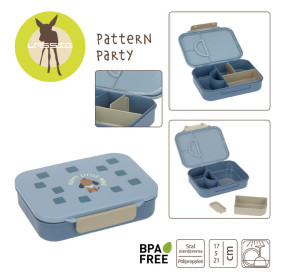 Lassig Lunchbox Bento z przegródkami Pattern Party Blue/green