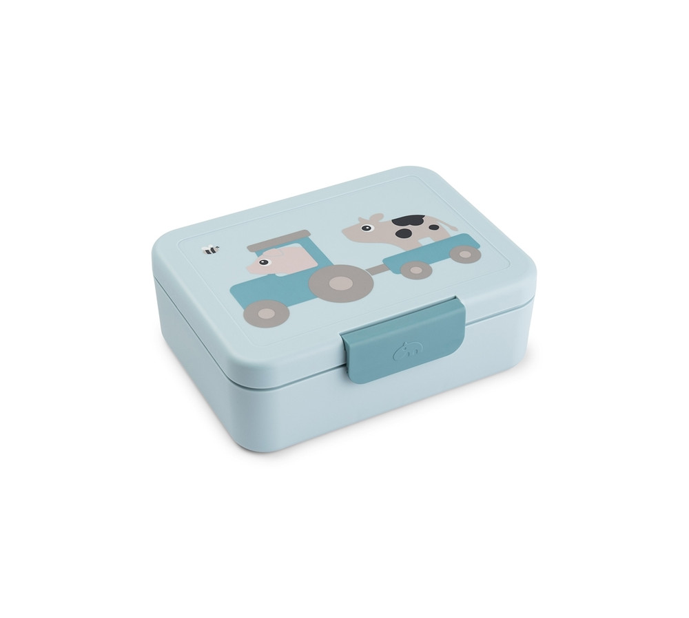 Done by Deer Lunchbox dla Dziecka z Podziałką Tiny Farm Blue