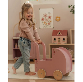 Little Dutch Drewniany wózek dla lalek z pościelą FSC LD2519