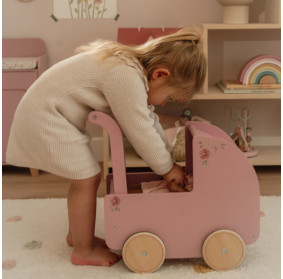 Little Dutch Drewniany wózek dla lalek z pościelą FSC LD2519