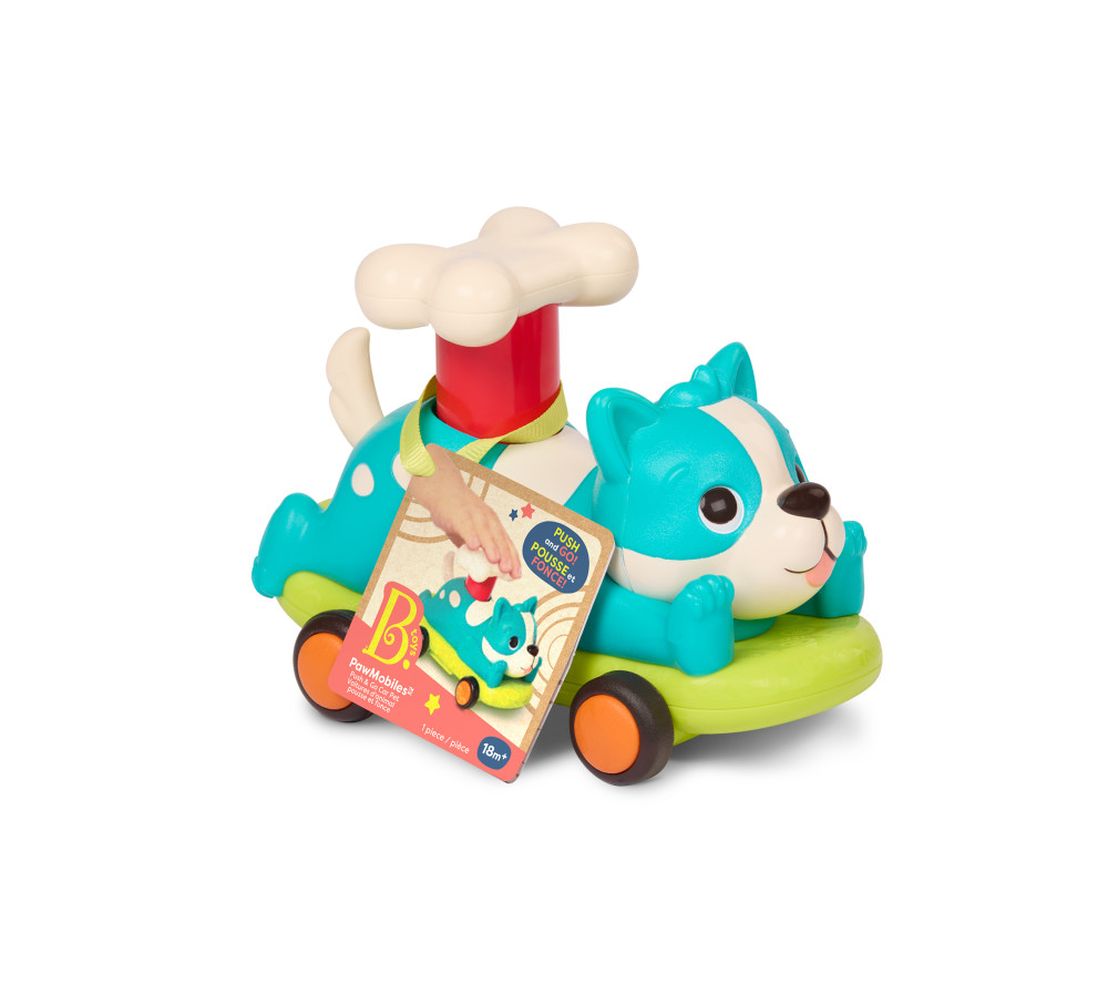 PIESEK Z KOSTKĄ AUTKO-ZWIERZAK Z NAPĘDEM push&go PawMobiles B.TOYS