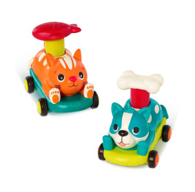 ZESTAW autek PawMobiles – kot i pies z NAPĘDEM push&go B.TOYS