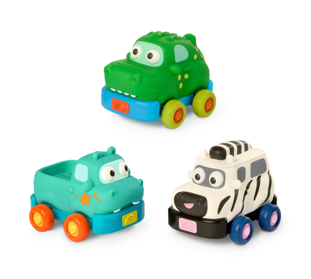 Zestaw 3 autek - ZWIERZĄTEK, z napędem Safari Speedsters  BATAT
