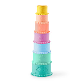 Miękkie kubeczki i klocki sensoryczne 2w1 6m+ Stackin’ Squishies B.TOYS