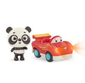 Zestaw 3 miękkich AUTEK sensorycznych z wesołymi PASAŻERAMI Z PANDĄ B.TOYS Light Up Cars