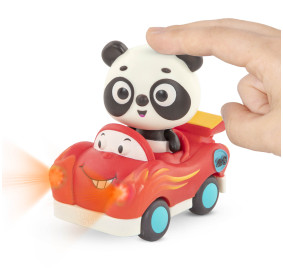 Zestaw 3 miękkich AUTEK sensorycznych z wesołymi PASAŻERAMI Z PANDĄ B.TOYS Light Up Cars