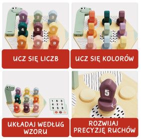 Topbright Gra do nauki kolorów i liczb Zabawka edukacyjna Happy Dino Twist 36m+
