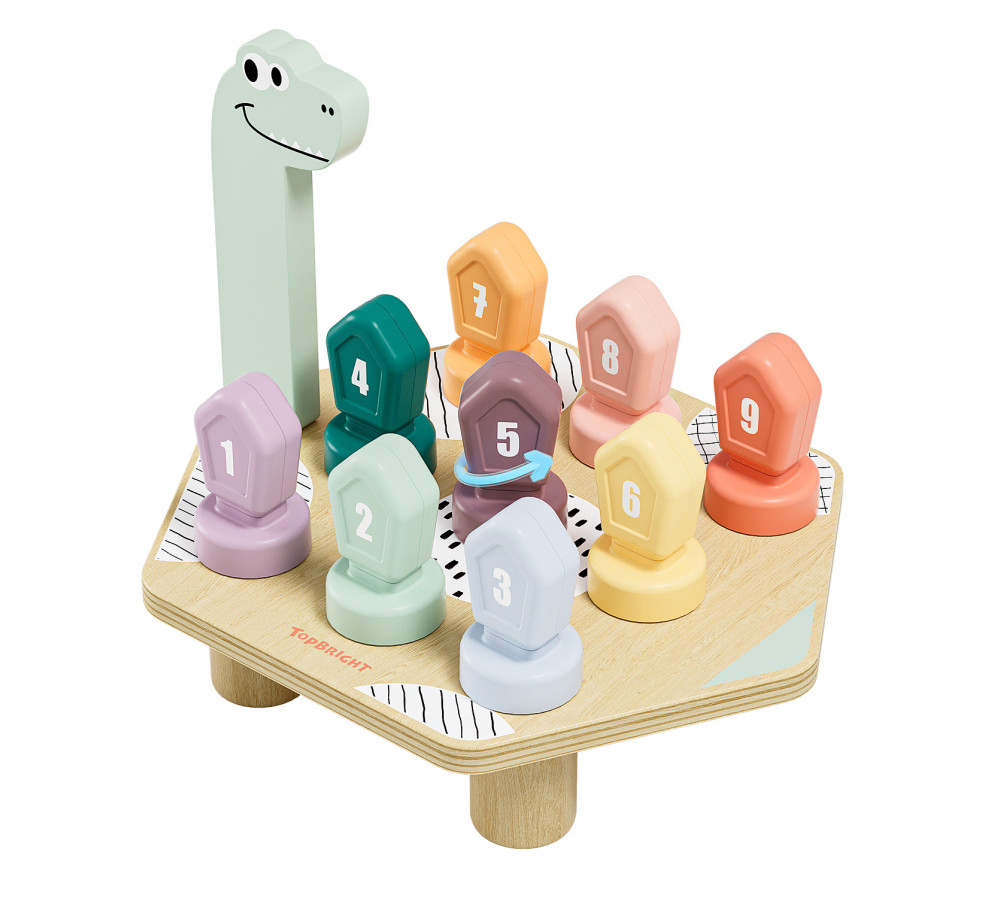Topbright Gra do nauki kolorów i liczb Zabawka edukacyjna Happy Dino Twist 36m+