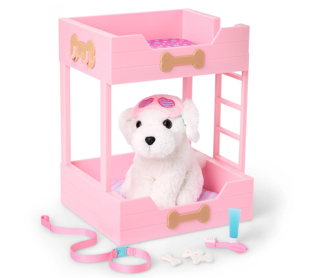 ŁÓŻKO PIĘTROWE z PIESKIEM i akcesoriami OurGeneration RÓŻOWE