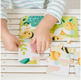 Janod Puzzle progresywne w walizce Zwierzątka Pure 4 układanki – 6, 9, 12 i 16 elementów 2+