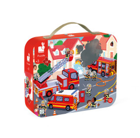 Janod Puzzle w walizce Strażacy 24 elementy 3+