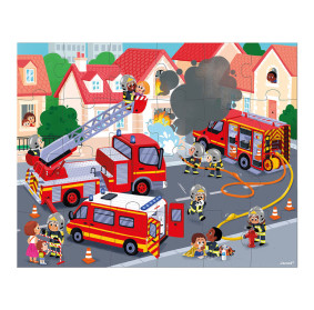 Janod Puzzle w walizce Strażacy 24 elementy 3+