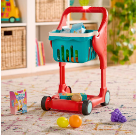 Shop & Glow Toy Cart – MUZYCZNY wózek zakupowy z koszykiem i akcesoriami – WERSJA CZERWONA
