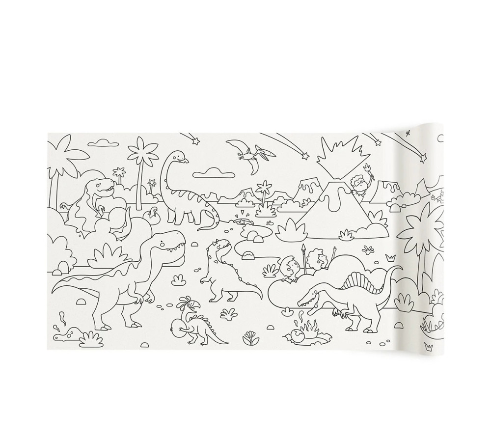 MIDEER Kolorowanka w rolce samoprzylepna – Dinozaury (4 m)