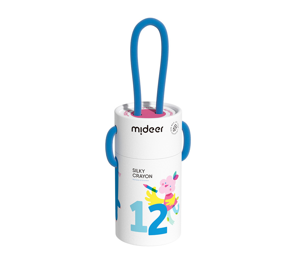MIDEER Wiaderko szybkoschnących, miękkich, zmywalnych kredek (12 kolorów)