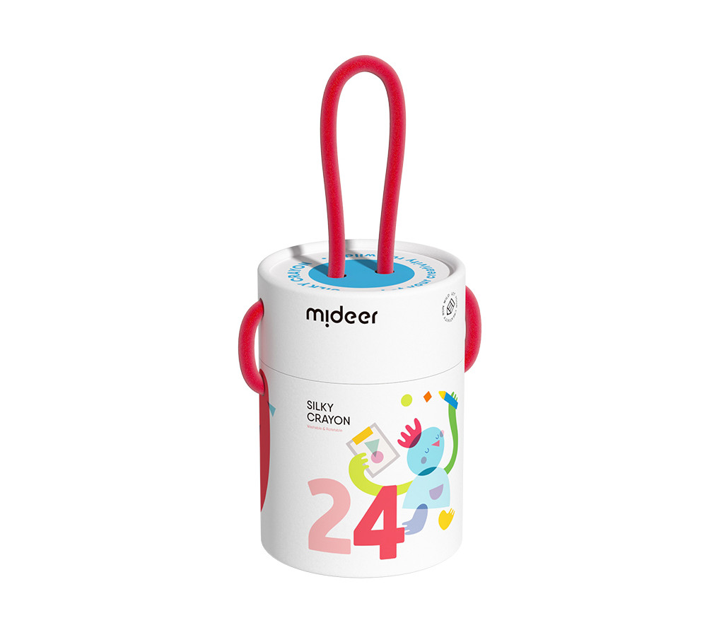 MIDEER Wiaderko szybkoschnących, miękkich, zmywalnych kredek (24 kolorów)