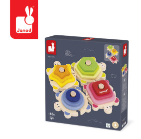 Janod Układanka piramida wieża drewniana Żółwie Zigolos 18m+ (edycja 2026)