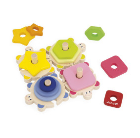 Janod Układanka piramida wieża drewniana Żółwie Zigolos 18m+ (edycja 2026)