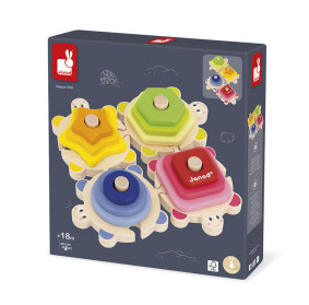 Janod Układanka piramida wieża drewniana Żółwie Zigolos 18m+ (edycja 2026)