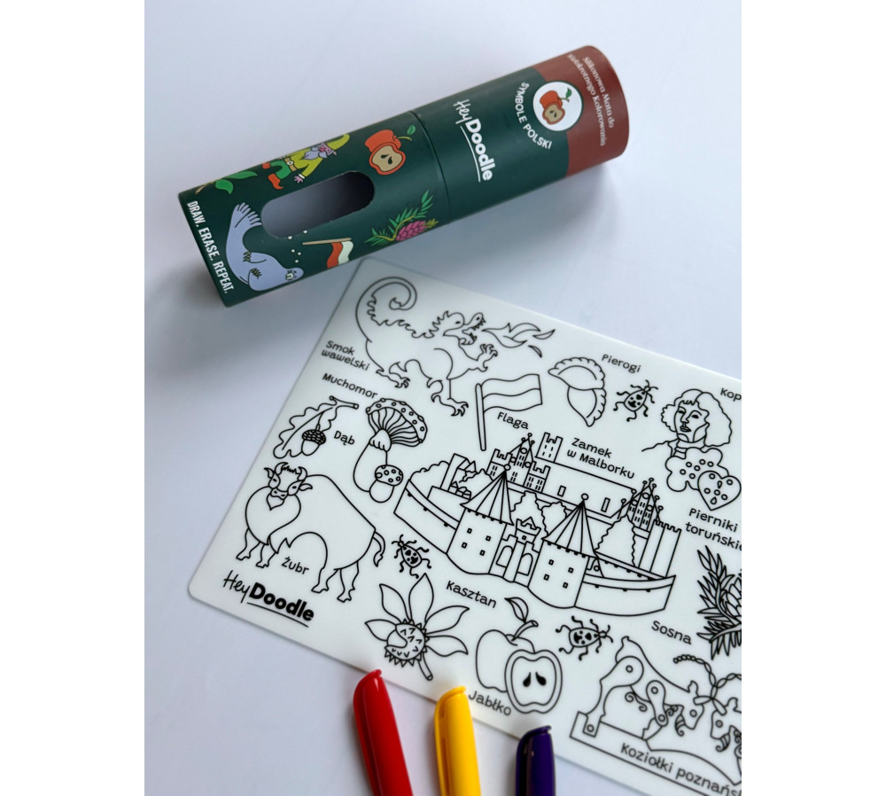 HEY DOODLE Symbole Polski Mata Silikonowa do Kolorowania A4