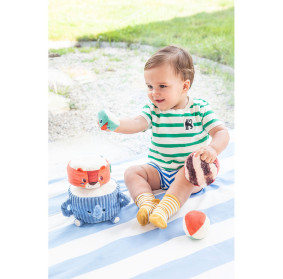 Lilliputiens Piramida dźwiękowa sensoryczne klocki z grzechotkami Zwierzątka 12m+