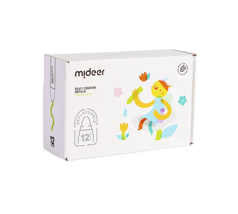 Wkłady do miękkich, zmywalnych kredek silky crayons mideer – 12 szt.
