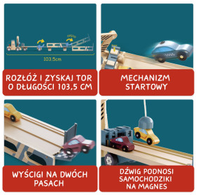 Transporter samochodów i tor wyścigowy 2w1, 36m+, Topbright
