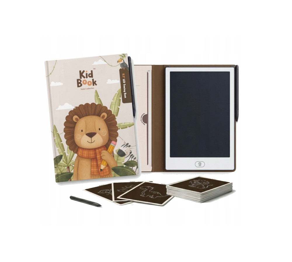 Tablet Graficzny z kartami pracy do rysowania - KidBook - Safari Kidlupe, Kidinex