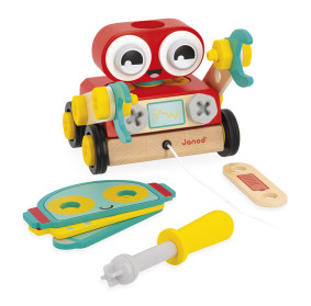Janod Drewniany robot do skręcania i ciągnięcia Brico ‘Kids 2+