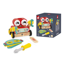 Janod Drewniany robot do skręcania i ciągnięcia Brico ‘Kids 2+