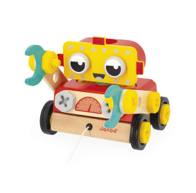 Janod Drewniany robot do skręcania i ciągnięcia Brico ‘Kids 2+