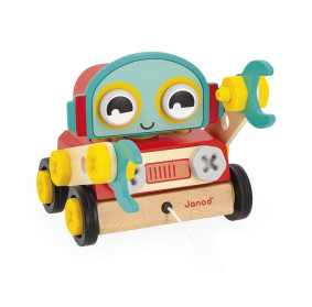 Janod Drewniany robot do skręcania i ciągnięcia Brico ‘Kids 2+