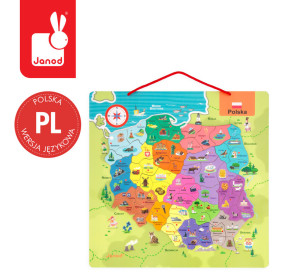 Janod Puzzle magnetyczne Mapa Polski 69 magnesów 7+