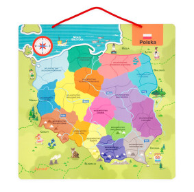Janod Puzzle magnetyczne Mapa Polski 69 magnesów 7+
