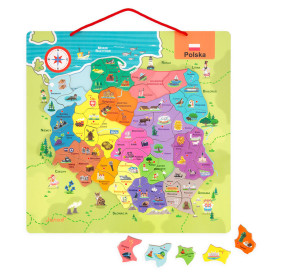 Janod Puzzle magnetyczne Mapa Polski 69 magnesów 7+