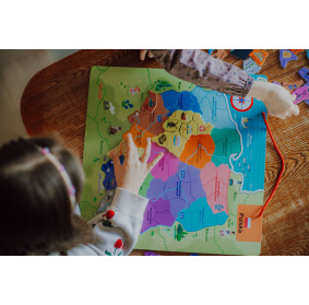 Janod Puzzle magnetyczne Mapa Polski 69 magnesów 7+