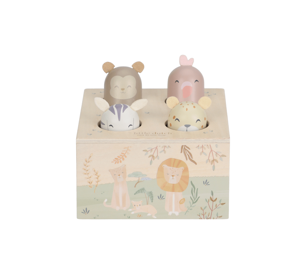 Little Dutch Drewniana zabawka pop-up Safari Friends FSC