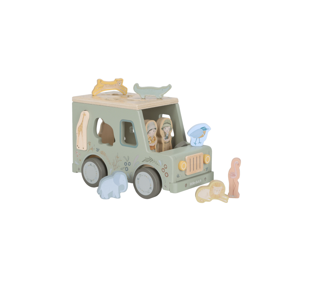 Little Dutch Drewniany samochód sorter Safari Friends FSC