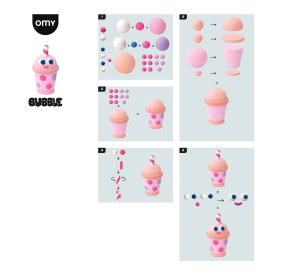 AIR CLAY – ZESTAW KREATYWNY Z MASĄ SAMOUTWARDZALNĄ – BUBBLE OMY